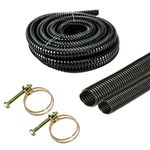 BLACK CORRUGATED WATER BUTT HOSE PIPE EXTENSION OVERFLOW FLEXIBLE CONNECTOR TUBE