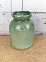 Vintage Studio Pottery Stoneware Green Glaze Farmhouse Style Vase 24.5 cm