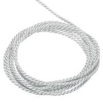 Twisted Cord Trim, 5 Yard 2mm 3-Ply Twine Braided Rope Thread, Silver Grey