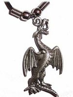 Pewter DRAGON Pendant by Cosmic Pewter of England. 16 inch necklace (f)