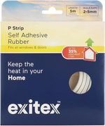 Exitex P Strip 5m Self Adhesive Rubber Seal Draught Excluder 2 - 5mm (3 Colours)