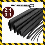 Black Heat Shrink Tubing 2:1 & 3:1 Tube Sleeving Car Wire Wrap Heatshrink