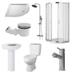 Bathroom Suite 800mm Quadrant Shower Enclosure, Sink, Toilet, Shower & Tap Pack