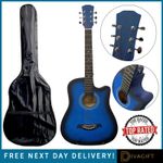 BLUE ACOUSTIC GUITAR FOR ADULTS BEGINNERS CUTAWAY HARDWOOD FINISH 38" INCH NEW