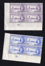 KGVI SIERRA LEONE 1946 VICTORY CORNER BLOCKS OF 4 MNH INVERTED PLATE NUMBERS