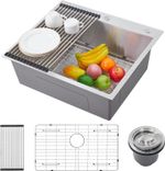 Drop‑In 304 Stainless Steel Workstation Single Bowl Kitchen Sink W/ Accessories