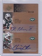 DAVID CLOWNEY CHANSI STUCKEY NY JETS UPPER DECK SPx SCRIPTS AUTO AUTOGRAPH CARD