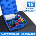 15pc Engine Oil Funnel Filler & Adaptor Set Swivel Extension Tube Oil Kit