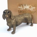 Dachshund figurine Leonardo Reflections Bronze Sausage Dog lover gold gift box