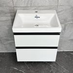 Roca Domi Vanity Unit Wall Hung Matt Light Grey 2 Drawer 550mm Inc Ceramic Basin