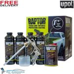UPOL RAPTOR BLACK BED LINER TOUGH 4 BOTTLE KIT SCHUTZ SPRAY GUN - 3.8L BLACK KIT
