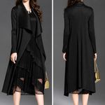Women’s Pleated Long Cardigan Lightweight Open Front Drape Jacket
