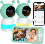 BOIFUN 2K Two Cameras Baby Monitor, 5"Screen 360° PTZ Camera Motion&Cry Detect