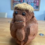Vintage Coconut Monkey Hand-Carved Home Decor