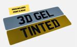SMOKED TINTED PAIR OF 3D GEL NUMBER PLATES - SHOW STYLE - SET OF 2