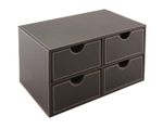 OSCO Brown Faux Leather 4 Drawer Chest | Stationery Organiser | Stackable