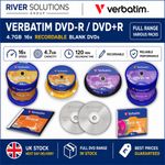 Verbatim DVD-R DVD+R 4.7GB 16x Recordable Blank DVDs Full Range Various Packs