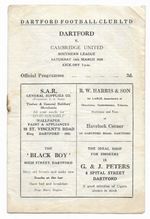 1958/59 Southern League - DARTFORD v. CAMBRIDGE UNITED