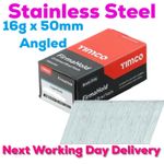 50mm 16g ANGLED Brad Nails STAINLESS STEEL Brads Firmahold Paslode 2nd Fix