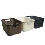 Rattan Storage Basket Box Plastic 3 Size 3 Colours Kitchen Bathroom