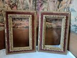 Pair of large antique Victorian shadow box Gilt Gesso and velvet frames