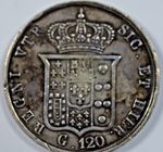 1857 Italy Naples 120 Grana Silver – Ferdinand II Crown – VF Grade – KMR