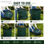 Pop-Up Garden Waste Bags 150L Heavy Duty Reusable Bin Leaf Collector w/ Handles