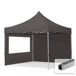 3x3 PES Pop Up Gazebo Aluminium 32 mm, Sidewalls with Panorama Windows dark grey