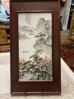 Vintage, Chinese Hand Painted Porcelain Tile, Gorgeous Scenery