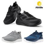 FitVille Mens Extra Wide Fit Walking Trainers Arch Support Lightweight Running