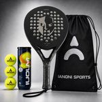 BRAVE Padel Racket Set 100% Carbon Fibre EVA Core Bag + 3 Balls 365g