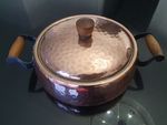 Rare Antique Swiss-Made Stockli Netstal Hammered Copper Pan with Lid Exceptional