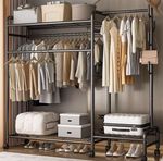 Clothes Rail 120Kg Load Clothes Rack Shelfs Shoe Rack Display Stand Heavy Duty