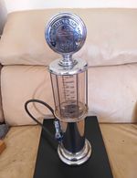 Vintage/Retro Petrol Pump Style Liquor Dispenser w/ Handle, Silver/Black