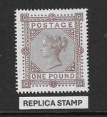 GB: Queen Victoria: SG129 / SG`136: £1.00 Brown-Lilac: REPLICA