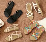 Women Sandals Faux Leather Slip On Slingback Open Toe Casual Comfy Summer Sandal
