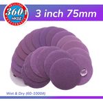 75mm Wet and Dry Sanding Discs 3 inch Sandpaper Hook and Loop Pads Grit 60-10000