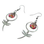 Red Lotus Dragonfly Earrings