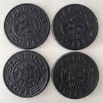 4 x Vintage Starbucks Coffee Drinks Coaster Siren Logo Black Rubber 1988 UMBRA