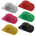 48 X GLITTER COWBOY HAT COWGIRL WILD WEST FANCY DRESS EVENT BULK CHOOSE COLOUR