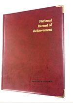 NATIONAL RECORD OF ACHIEVEMENT PVC A4 FOLDER IN burgundy + your name -GOLD PRINT