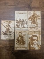 5x Laser engraved 80's Action Movie Cards