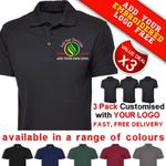 Custom Embroidered Polo Shirt Personalised with your OWN LOGO | 3 POLOS