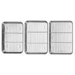 Brand New Stainless Steel Baking Tray with Oil Drain Rack Set Oven & BBQ Pan