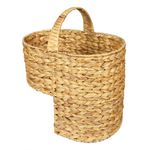 Woodluv Large Water Hyacinth Stair/Step Storage Basket With Handle, Natural