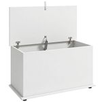 HOMCOM Storage Chest, 102L Blanket Box, Shoe Bench with Safety Hinged Lid, Bed