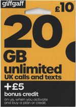 2X Giffgaff SIM Card 3 in 1 Nano Micro Standard FREE £10 PAYG Giff Gaff Only 20p