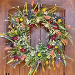 Spring Summer Wreath Green Leaf Flower Garland for Wall Front Door Party Decor