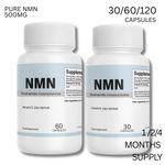 PURE NMN 500mg CAPSULES ENERGY FOCUS ANTI-AGEING SUPPORT VEGAN 30/60/120 UK