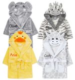 Personalised Girl Boy Dressing Gown Novelty Robe Embroidered Name Bear Ears 0-24